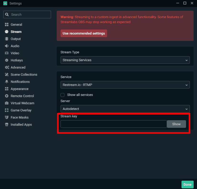 Streamlabs Obs Twitch Stream Key